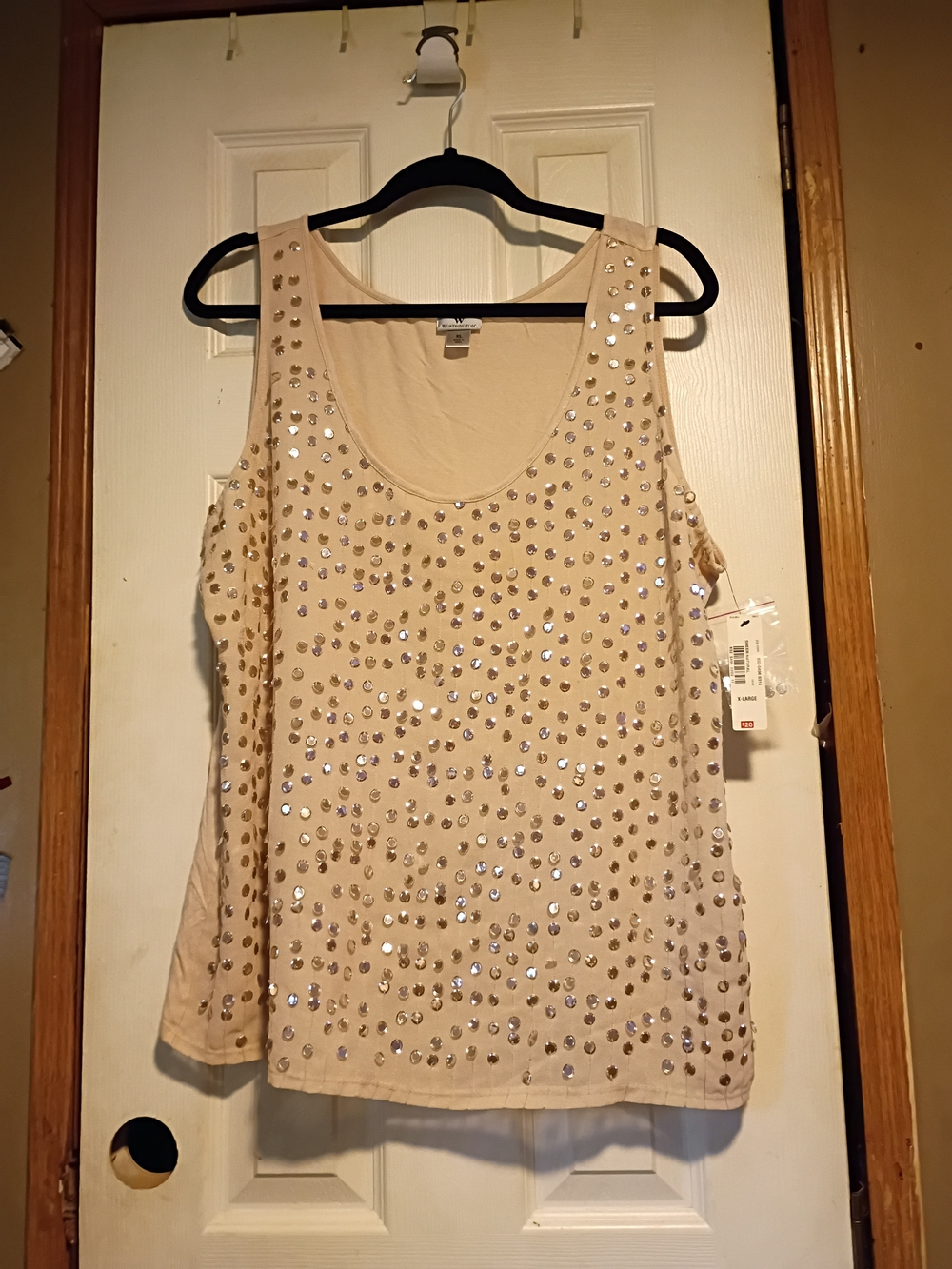Worthington Beige Sequin Tank Top